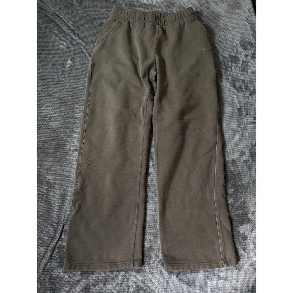 Nike NOCTA Fleece Sweatpants Olive Khaki Brown Wide Leg Mens Medium 30X29.